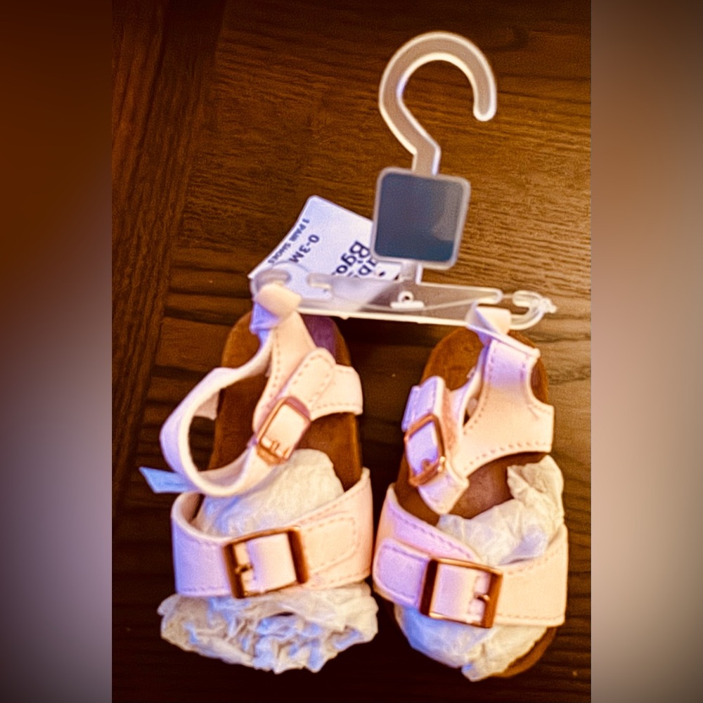 Baby B’Gosh baby sandals pink cork soles buckles 0-3 months NWT
